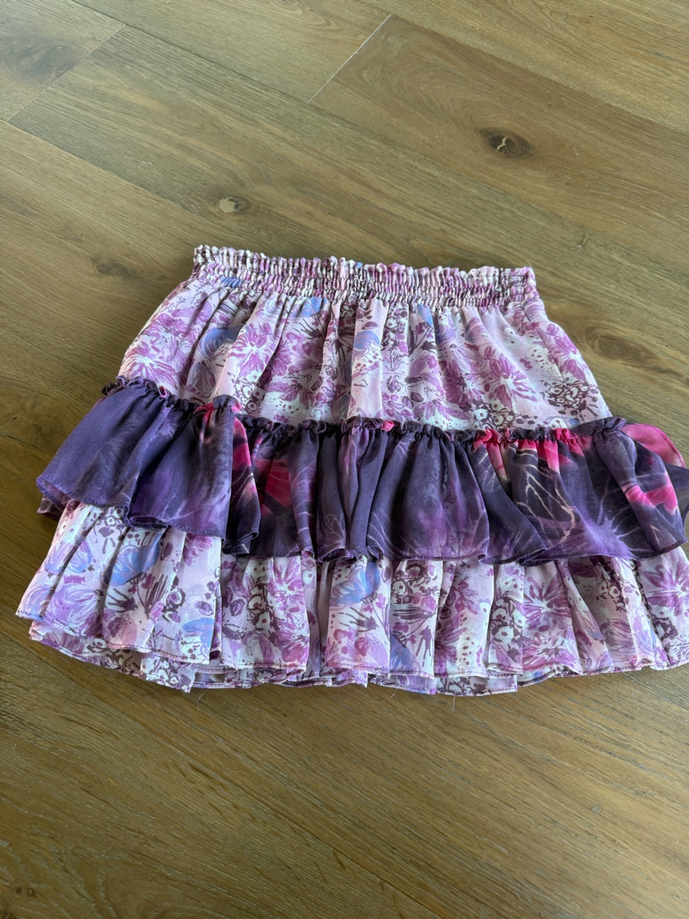 Misa Los Angeles Lavender & Deep Purple Tiered Mini Skirt